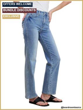 High Rise Curvy Straight Leg Jeans Butt Lifting Stretchy Washed Denim Pants